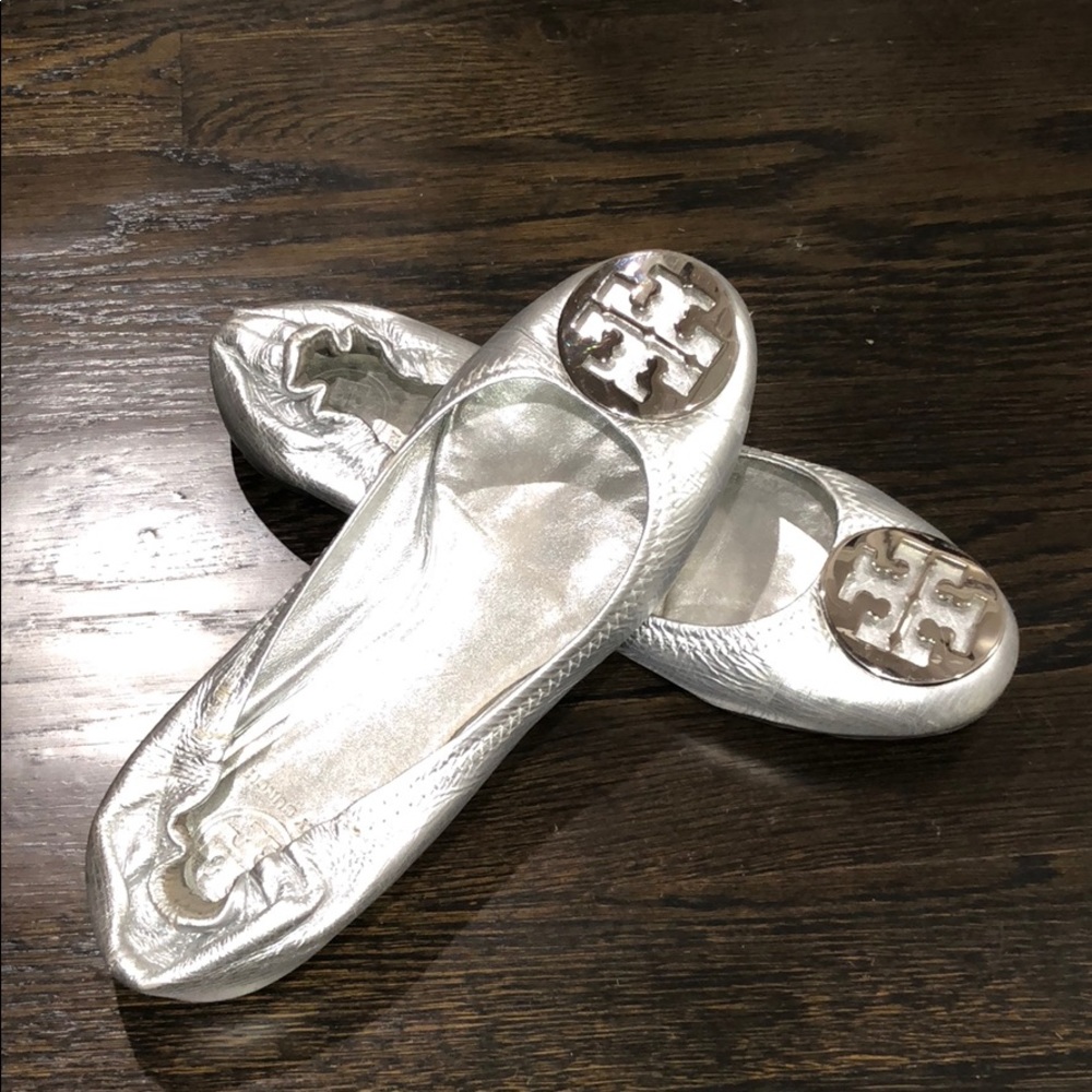 Tory Burch Silver Ballet Flat